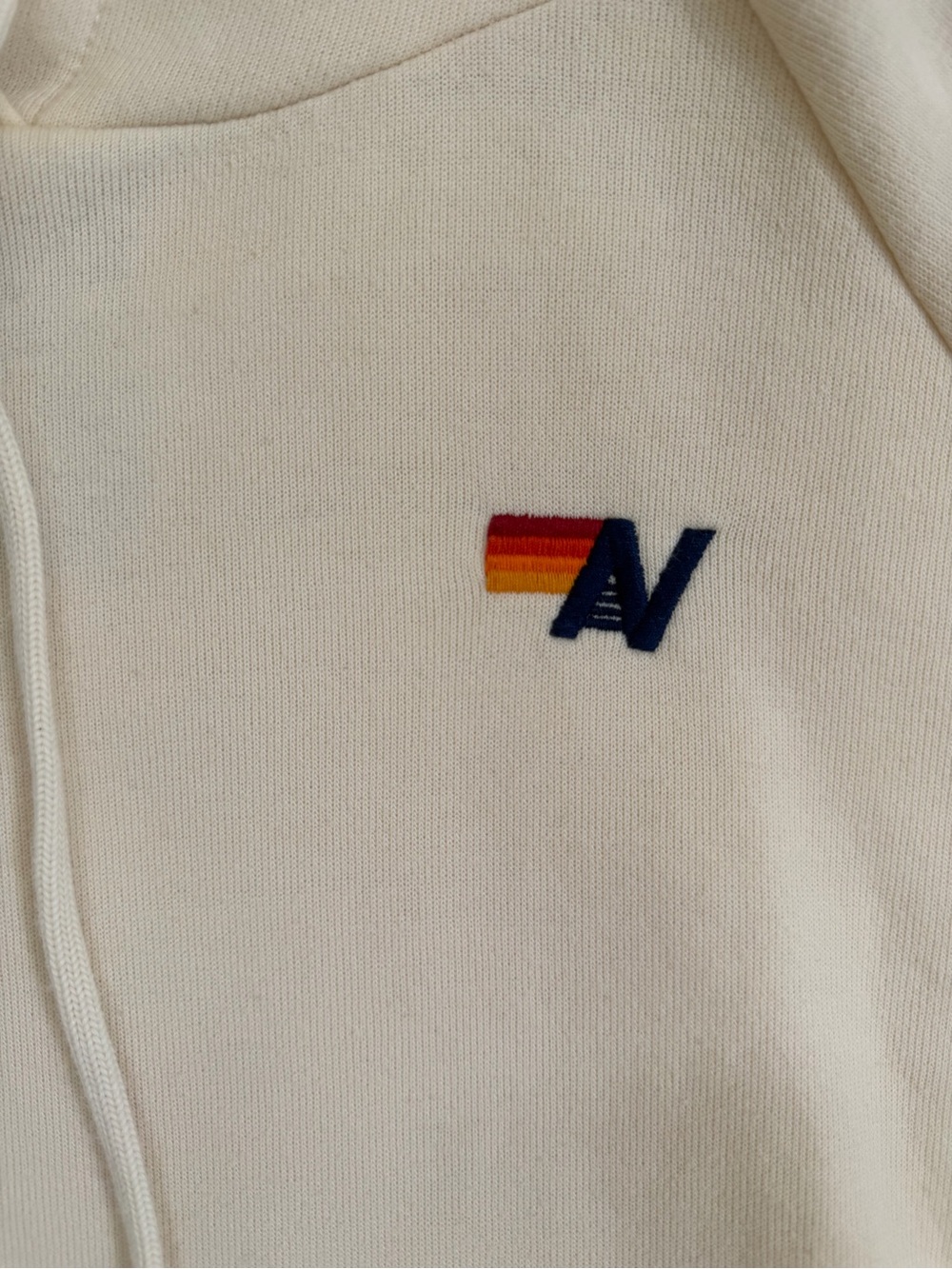 Aviator Nation Cream Hoodie with velvet Stripe Sleeve - RARE 🌈 MEDIUM - Picture 11 of 16
